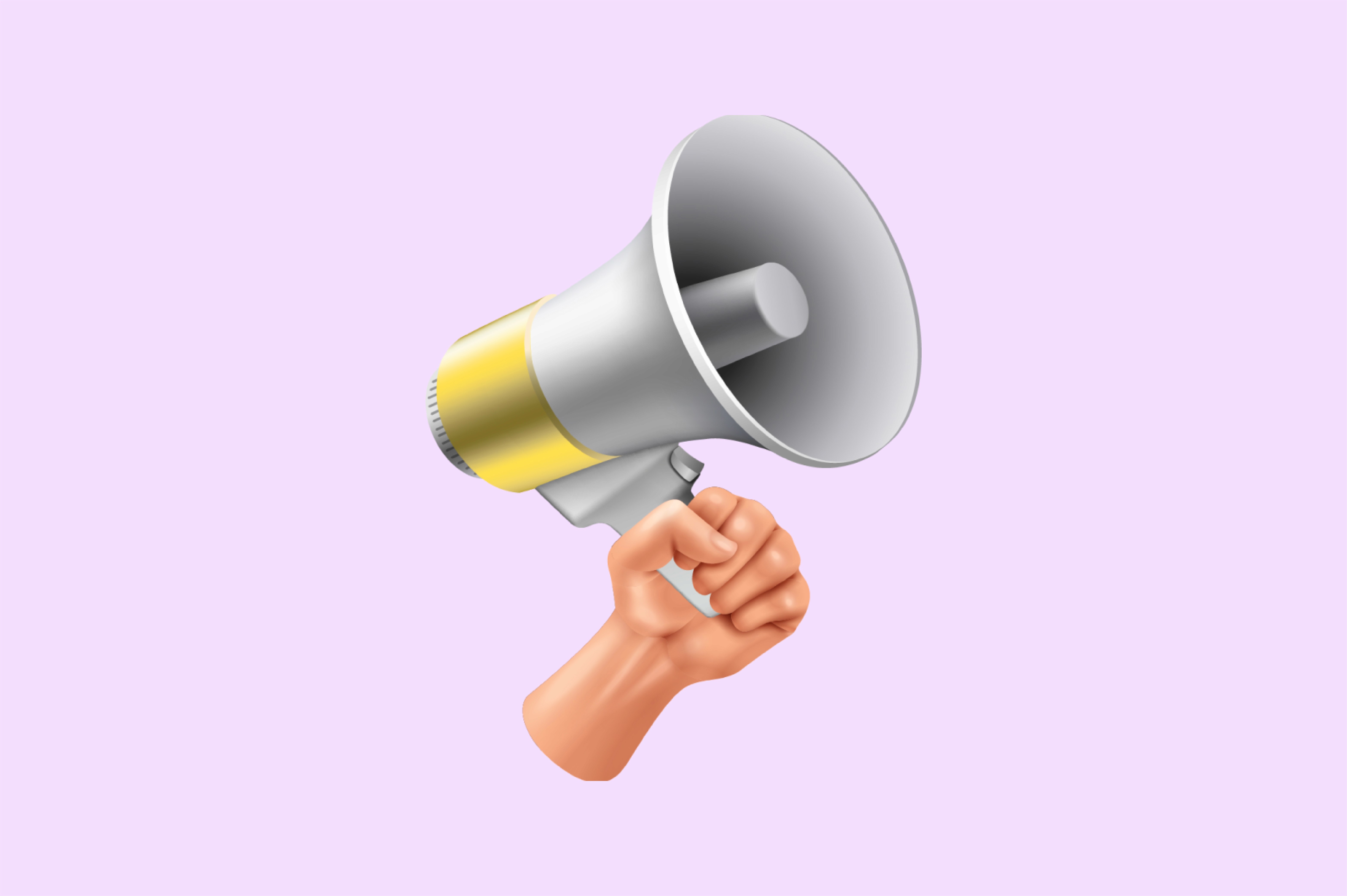 3D hand holding a megaphone