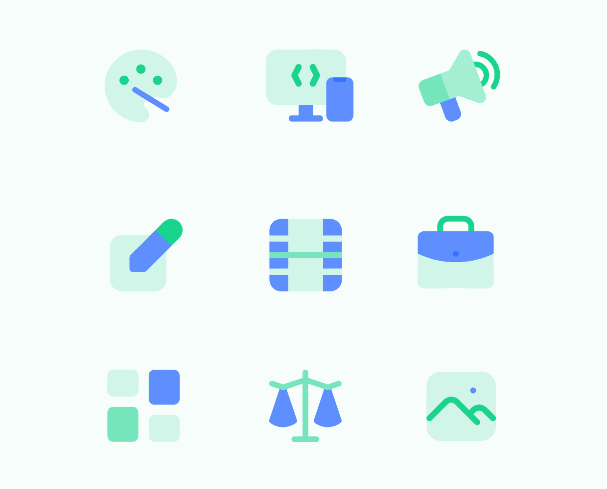 Filled icon set for Collargig product features