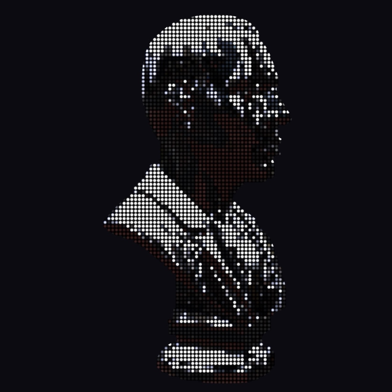 ShaderRender's LED screen pass on the bust