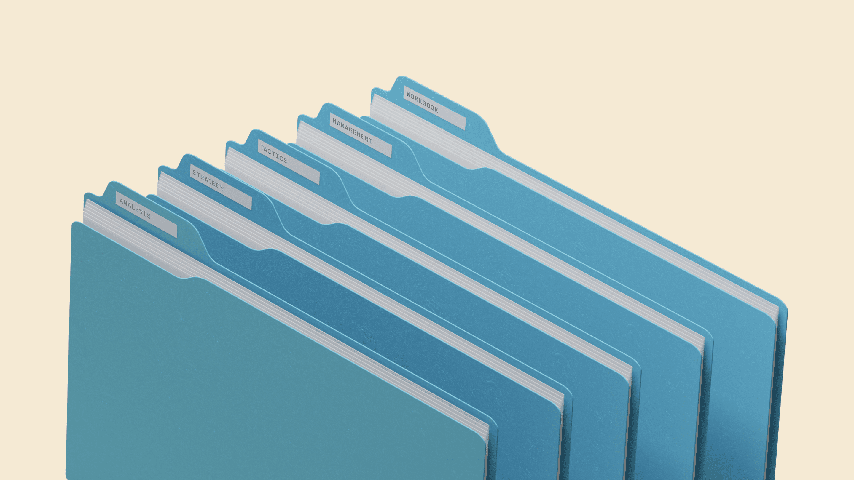 Stack of blue 3D Epic School course folders
