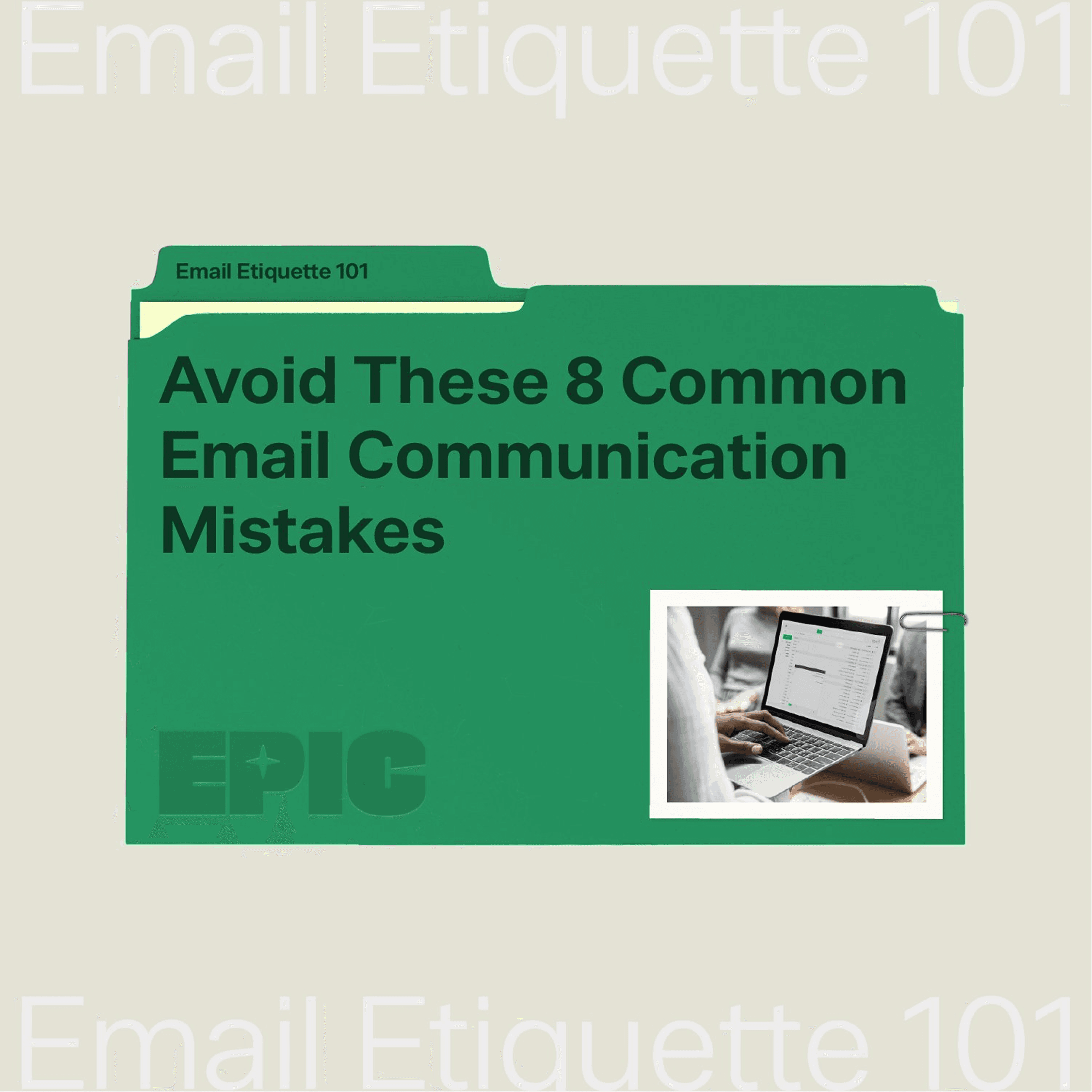 Green Epic School graphic about common email mistakes