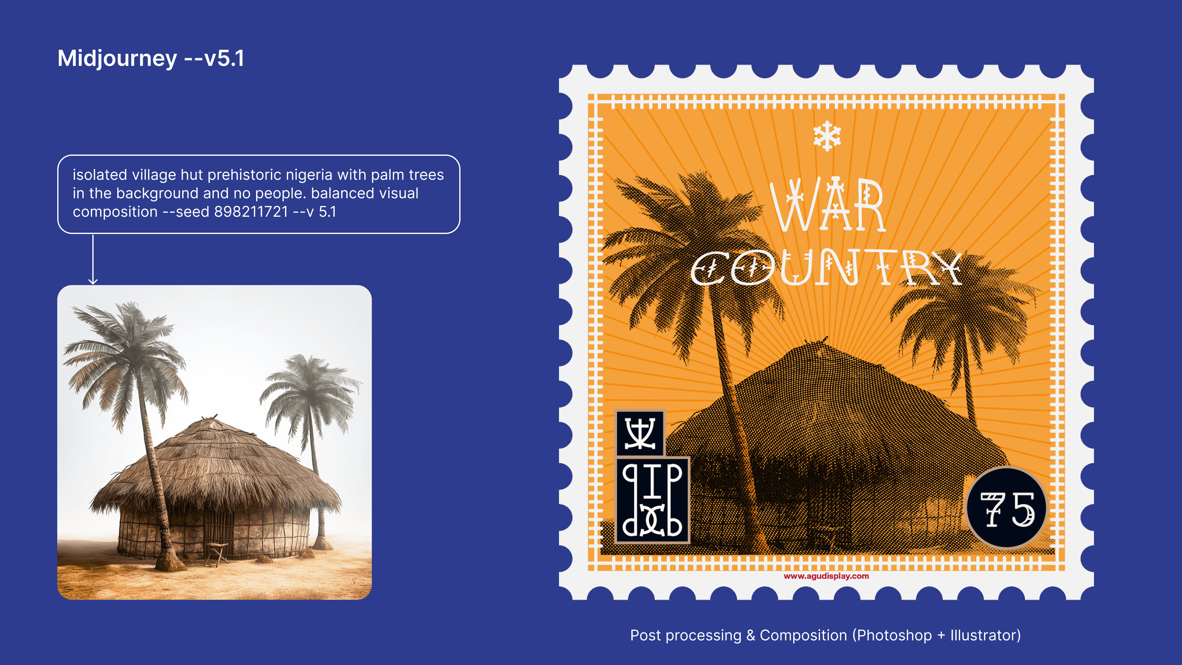Village hut study and War Country Agụ Display sticker